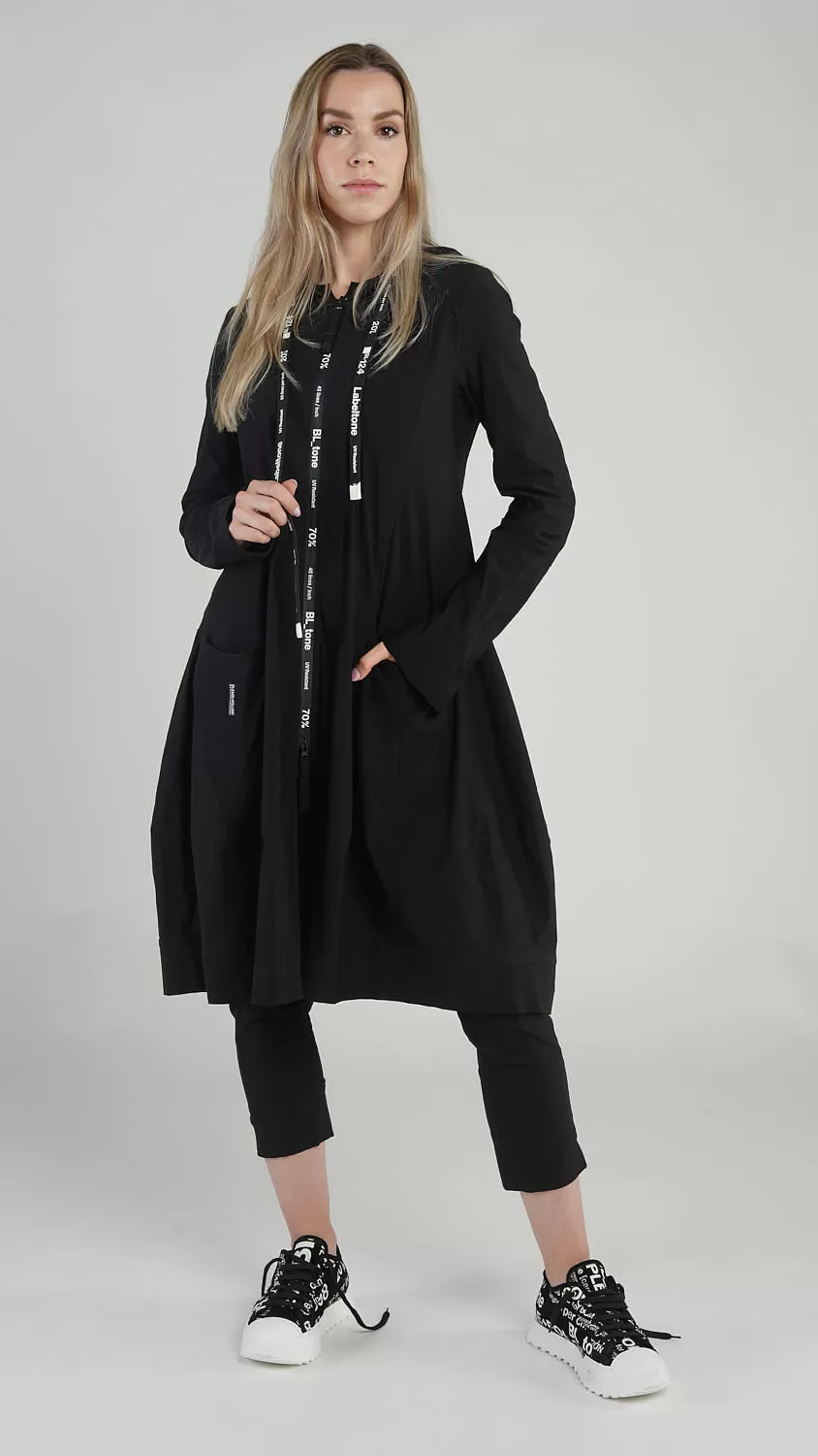 Black Hoody Zipper Coat