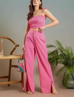 Blair Pink Smocked Top & Wide Leg Pant Set