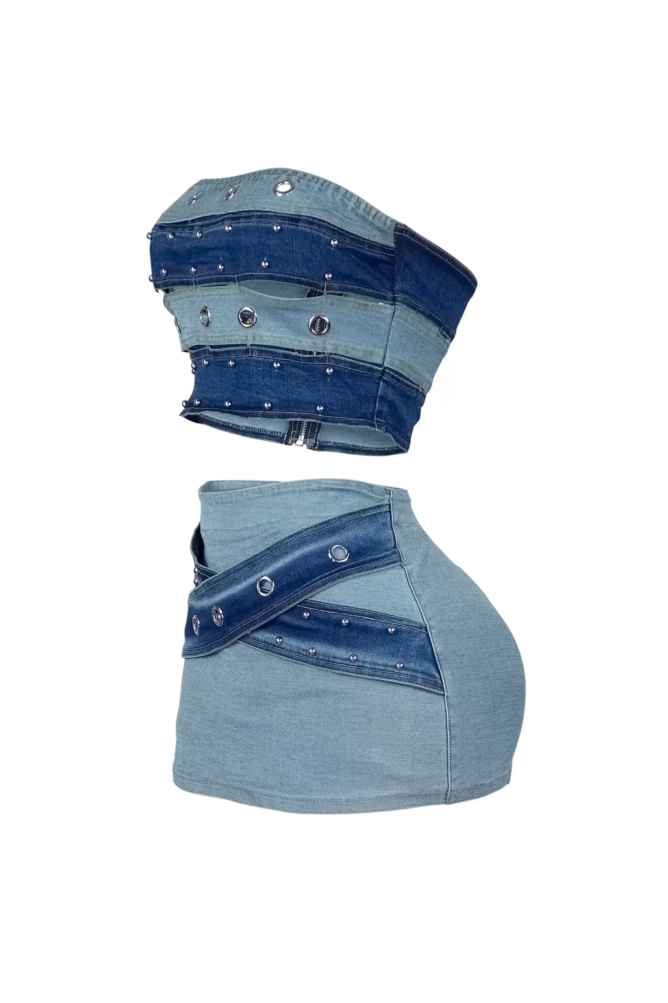 Blake Denim Tube Top & Skirt SET