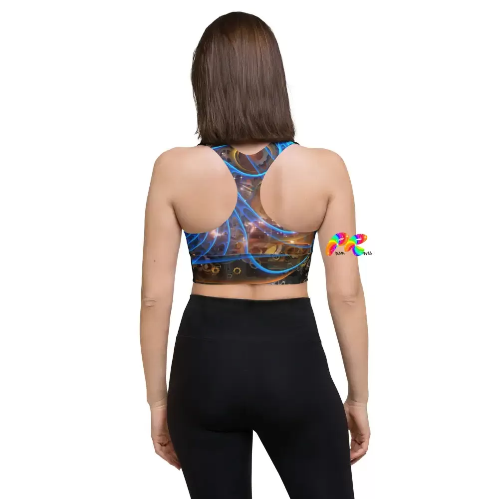 Blue Cosmic Longline Sports Bra