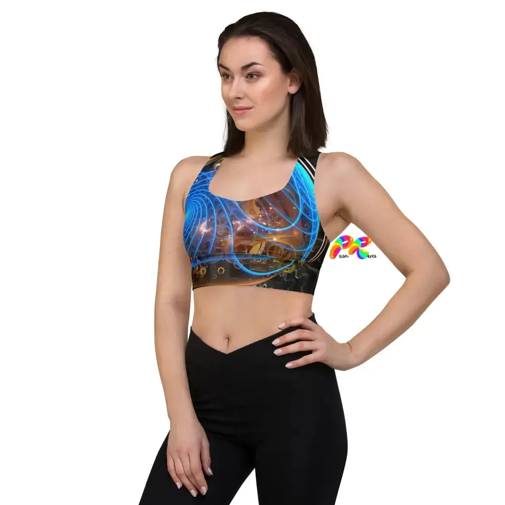 Blue Cosmic Longline Sports Bra