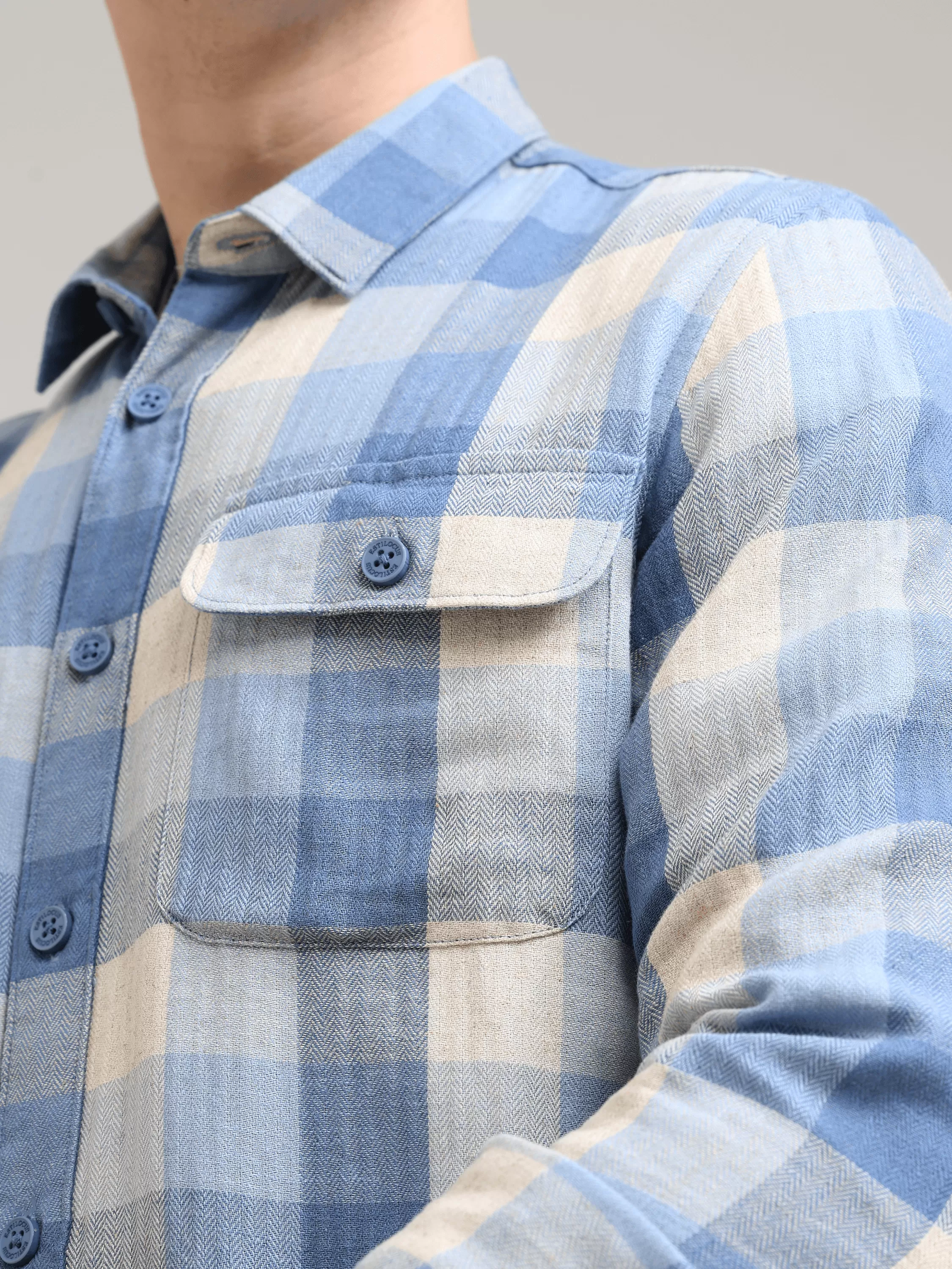 Blue Nova Cream Casual Check Shirt