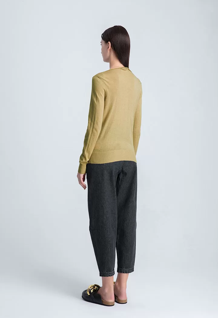 Boat Neck Solid Basic Knitwear