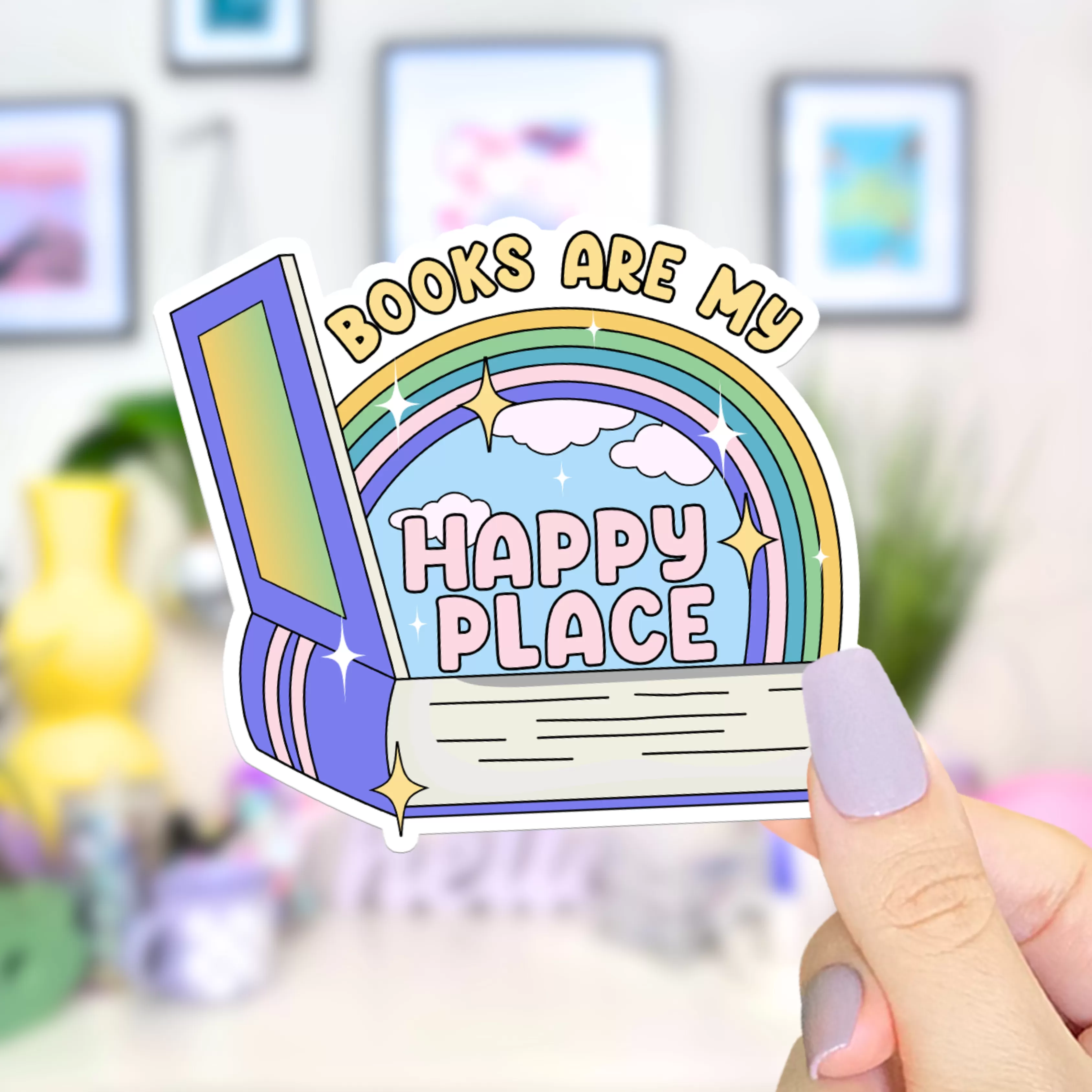 Books Are My Happy Place - Waterproof Vinyl Sticker