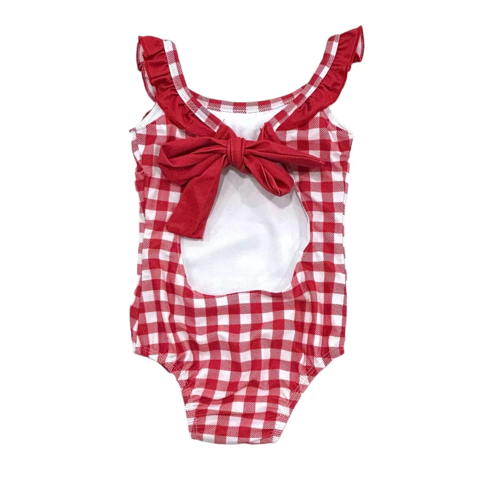 Bow Back Swimsuit - Red Gingham