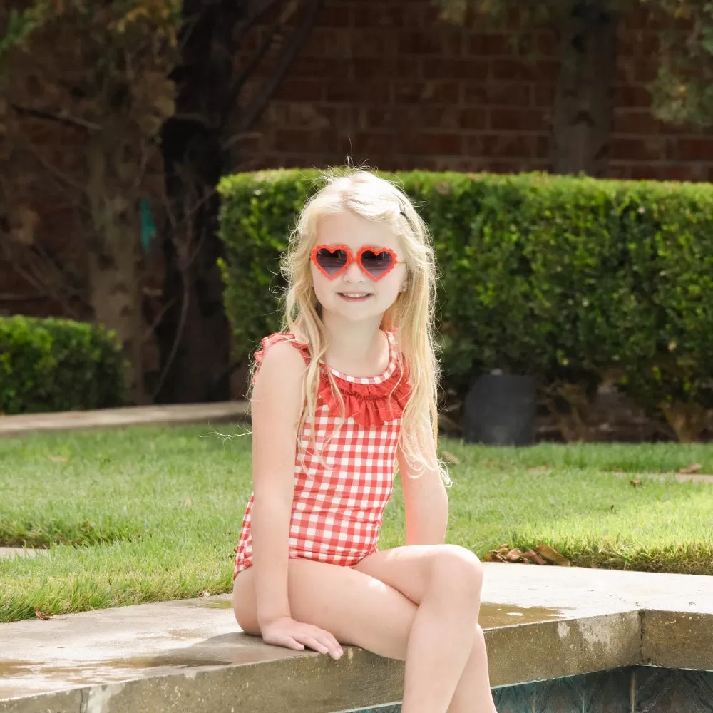 Bow Back Swimsuit - Red Gingham