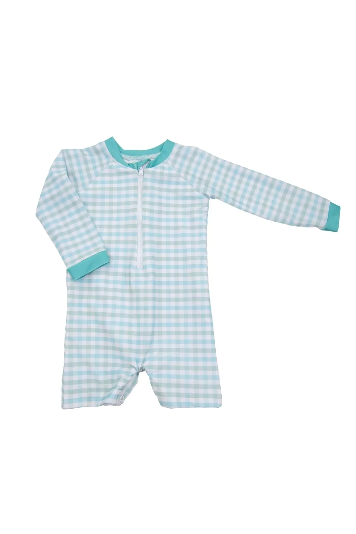 Boys Aqua Check Rashguard Suit