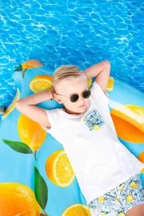 Boys White T-Shirt With Sicilian Print Pocket