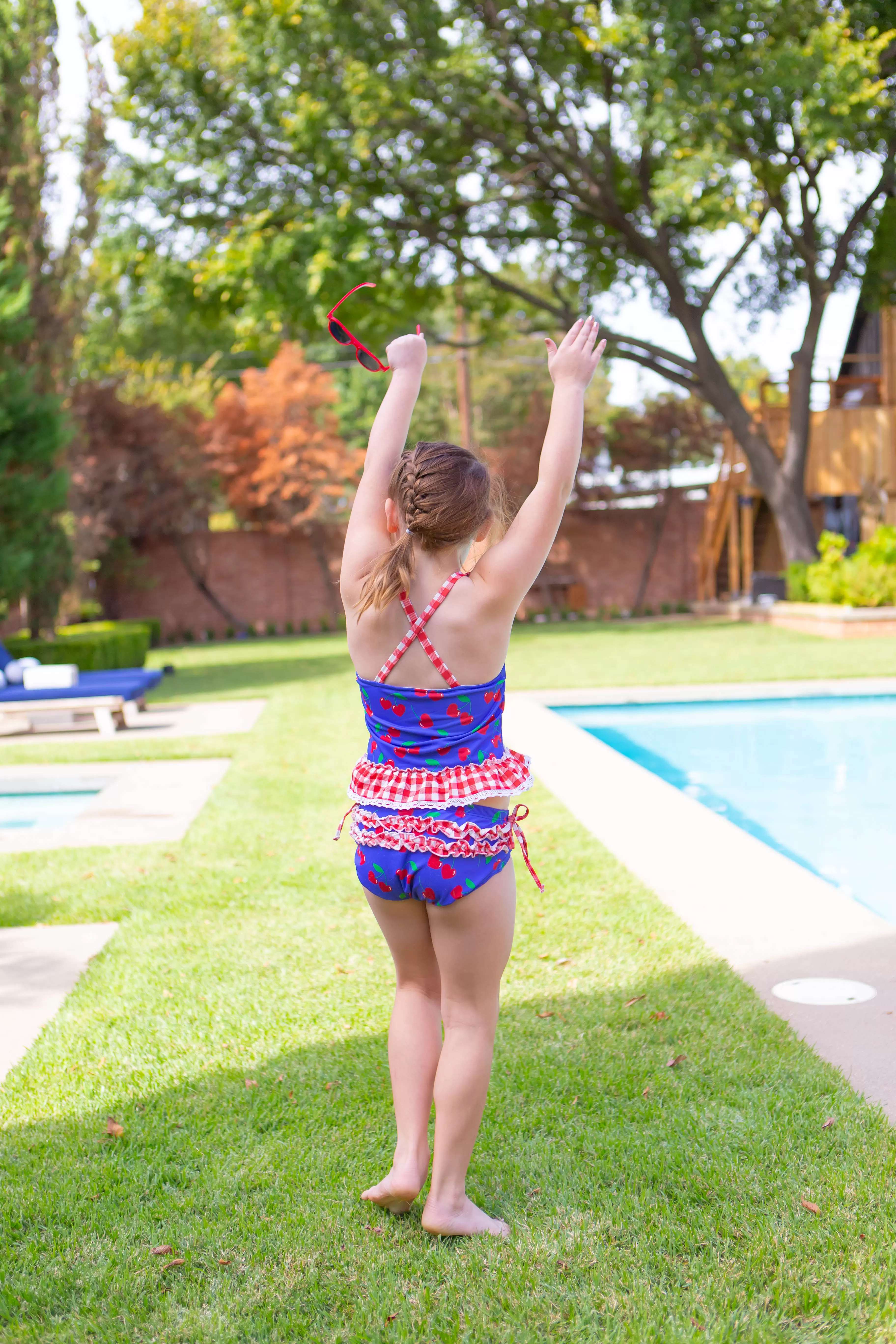 Bright Cherries- Ruffle Tankini