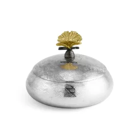 Butterfly Ginkgo Round Trinket Box