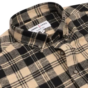 Camel Black Check Flannel Button Down Casual Shirt