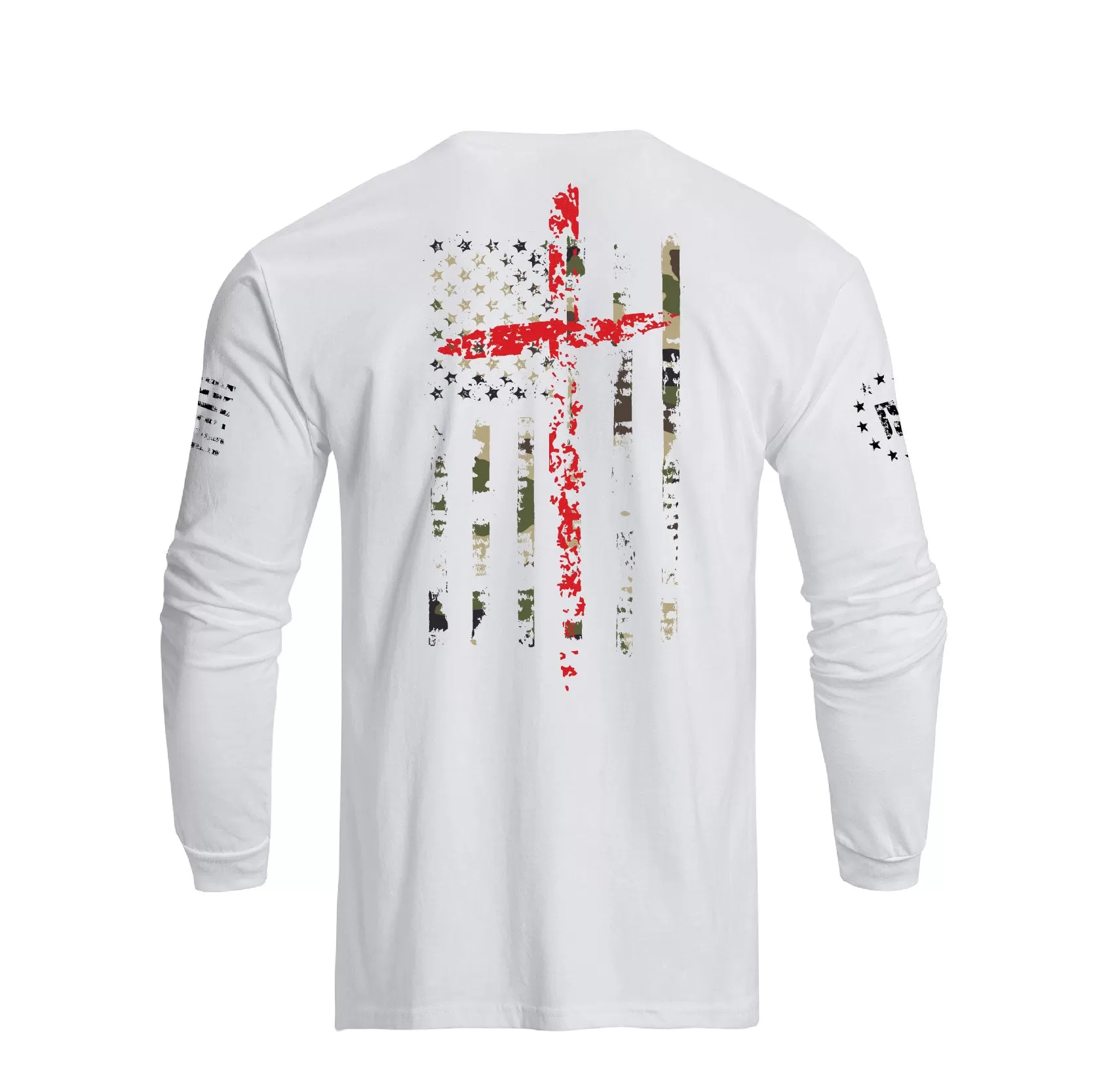 CAMO USA FLAG CROSS GRAPHIC LONG SLEEVE T-SHIRT