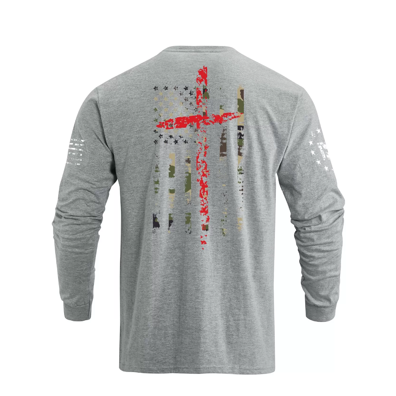 CAMO USA FLAG CROSS GRAPHIC LONG SLEEVE T-SHIRT