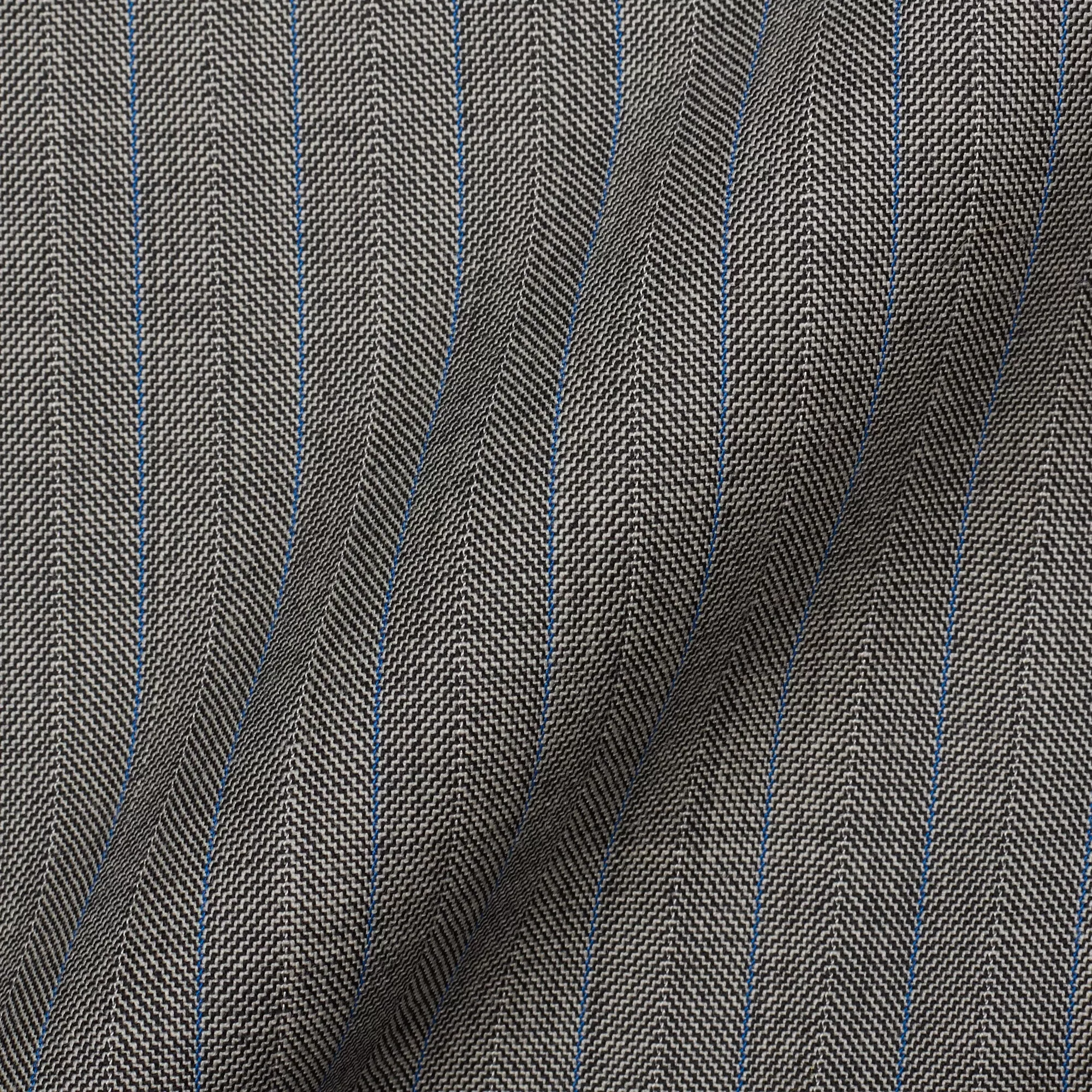 CESARE ATTOLINI Gray Herringbone Striped Wool Super 140's Suit EU 52 US 42