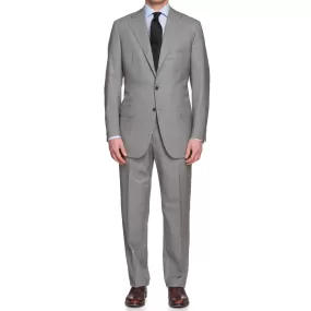 CESARE ATTOLINI Gray Herringbone Striped Wool Super 140's Suit EU 52 US 42