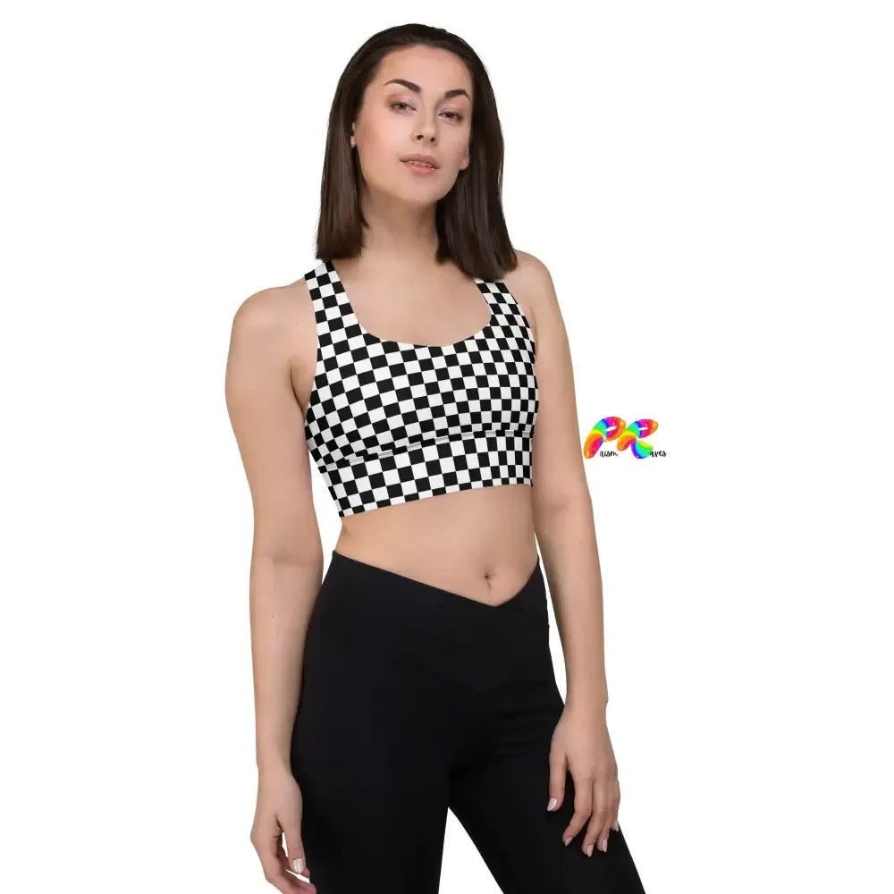 Checkered Longline Sports Bra