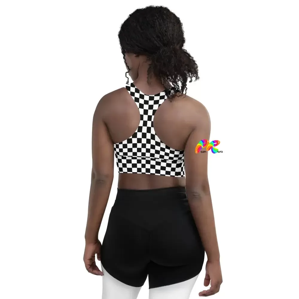 Checkered Longline Sports Bra