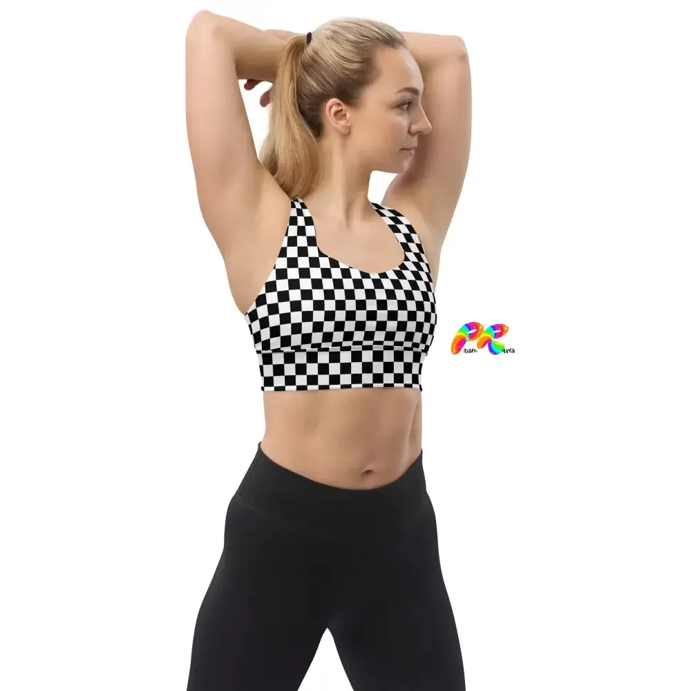 Checkered Longline Sports Bra