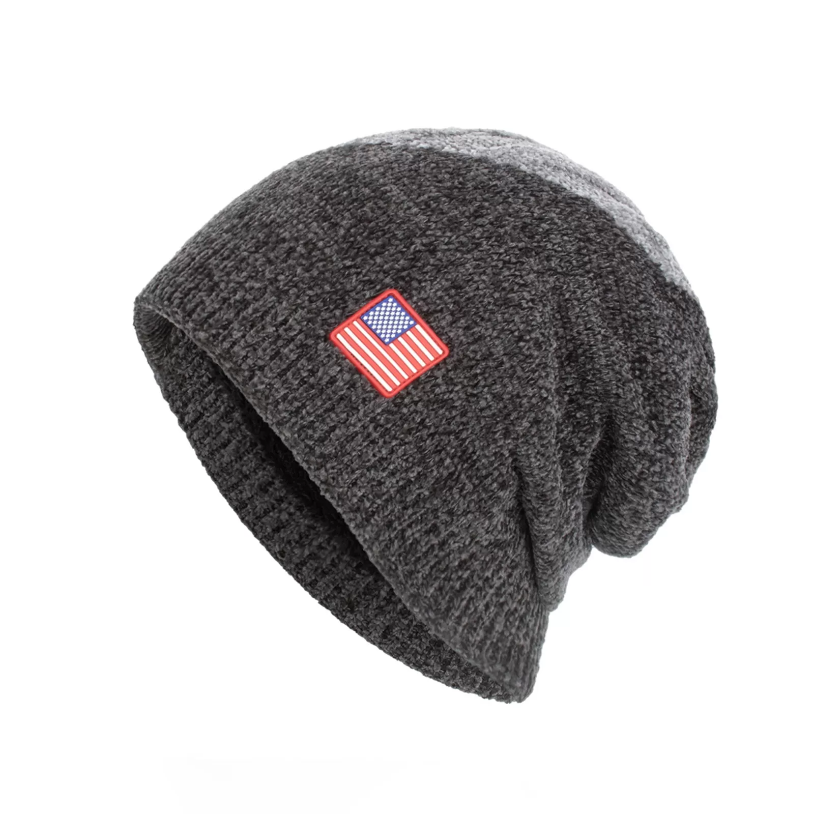 CHENILLE USA FLAG GRAPHIC  FLEECE KNITTED BEANIE HAT