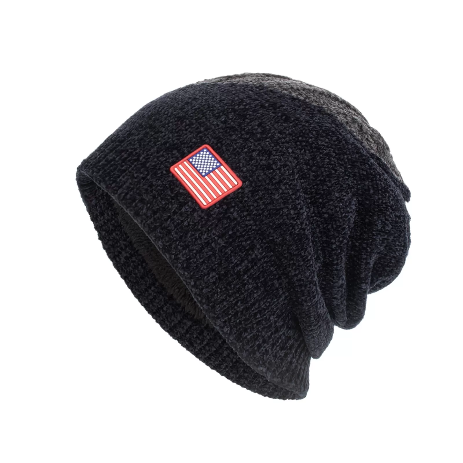 CHENILLE USA FLAG GRAPHIC  FLEECE KNITTED BEANIE HAT