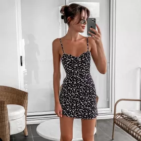 Chic Spaghetti Strap Floral Mini Dress