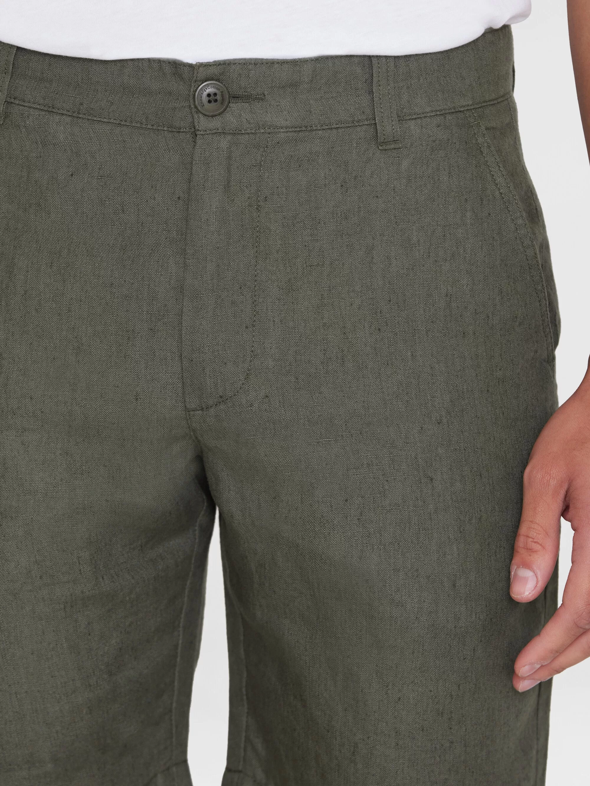 CHUCK regular linen shorts - GOTS/Vegan - Burned Olive