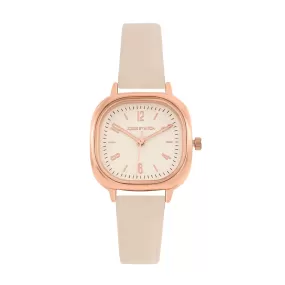 Cinque Rosegold Beige PU Strap Watch