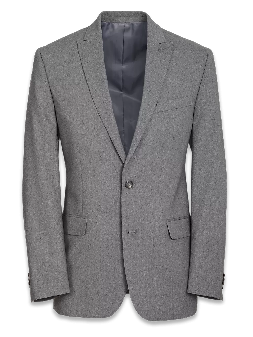 Classic Fit Essential Wool Peak Lapel Side Vents Suit Jacket - Grey