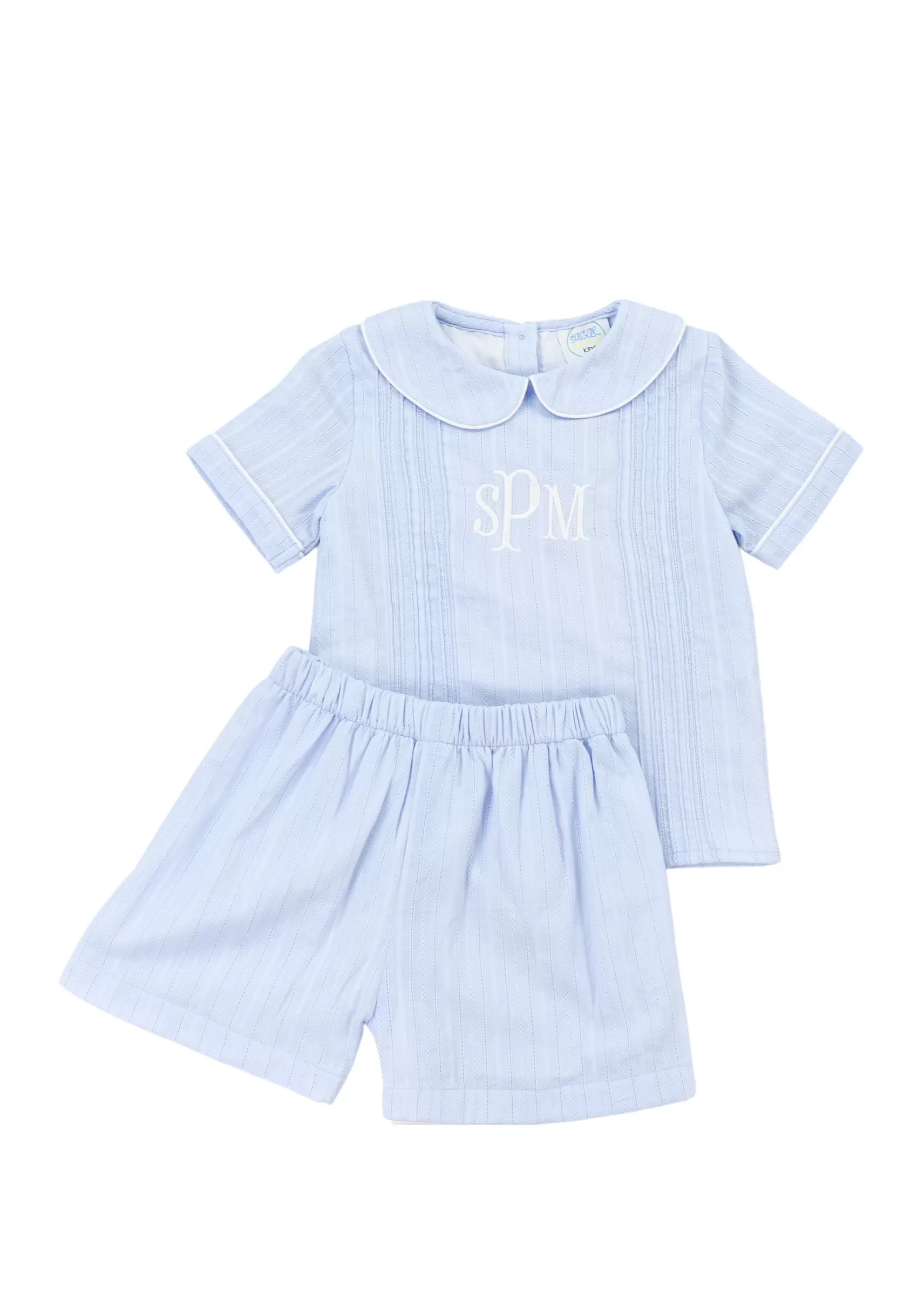 Collins Boys Blue Linen Short Set