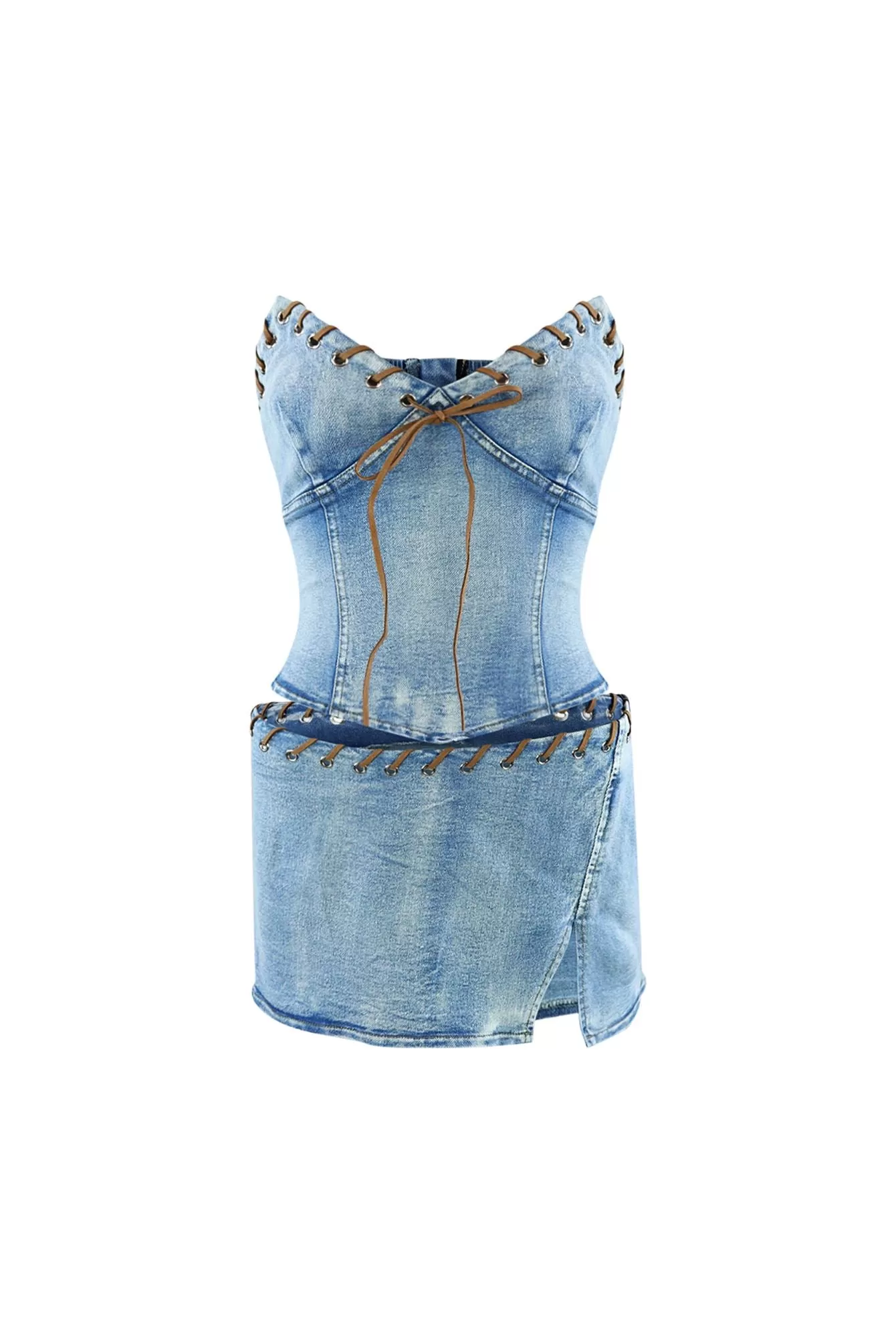 Color Of The Wind Denim Top & Skirt SET