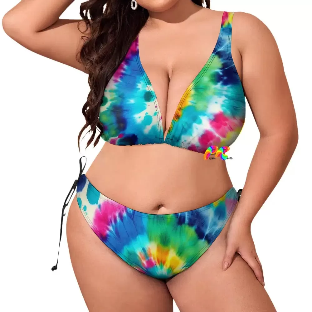 Color Swirl Tie Dye Plus Size Bikini