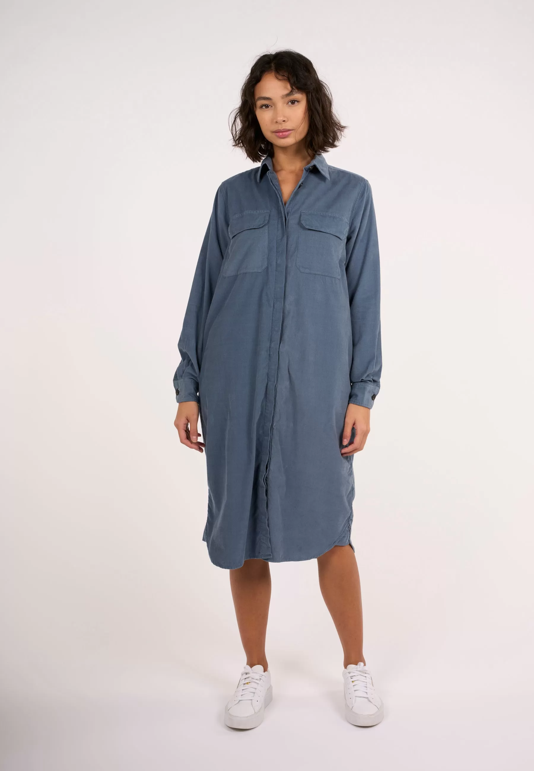 Corduroy shirt dress - China Blue