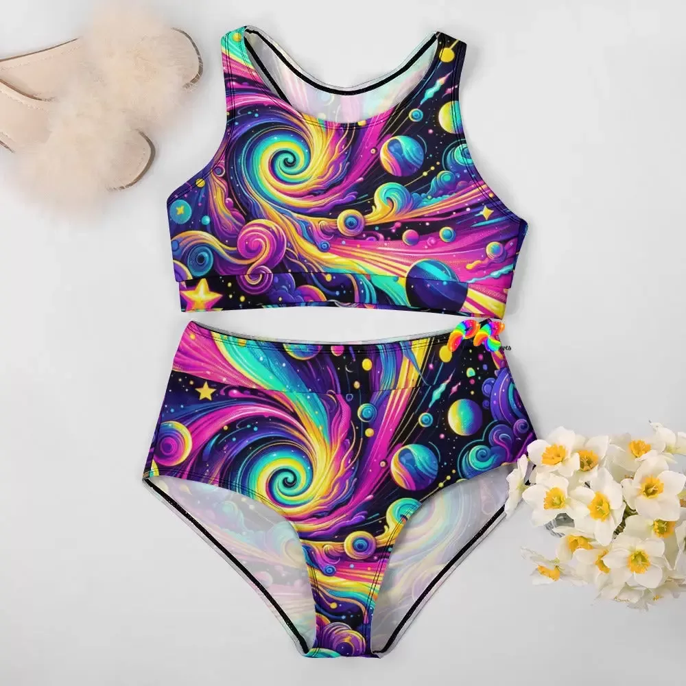 Cosmic Dance High Waist Racerback Rave Bikini