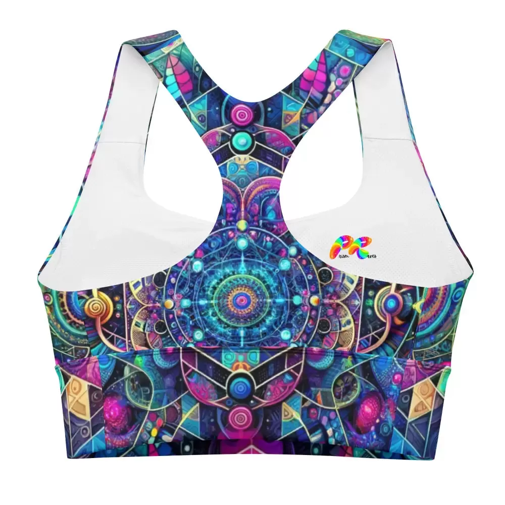 Cosmic Vortex Rave Longline Sports Bra