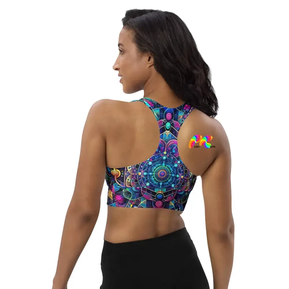 Cosmic Vortex Rave Longline Sports Bra