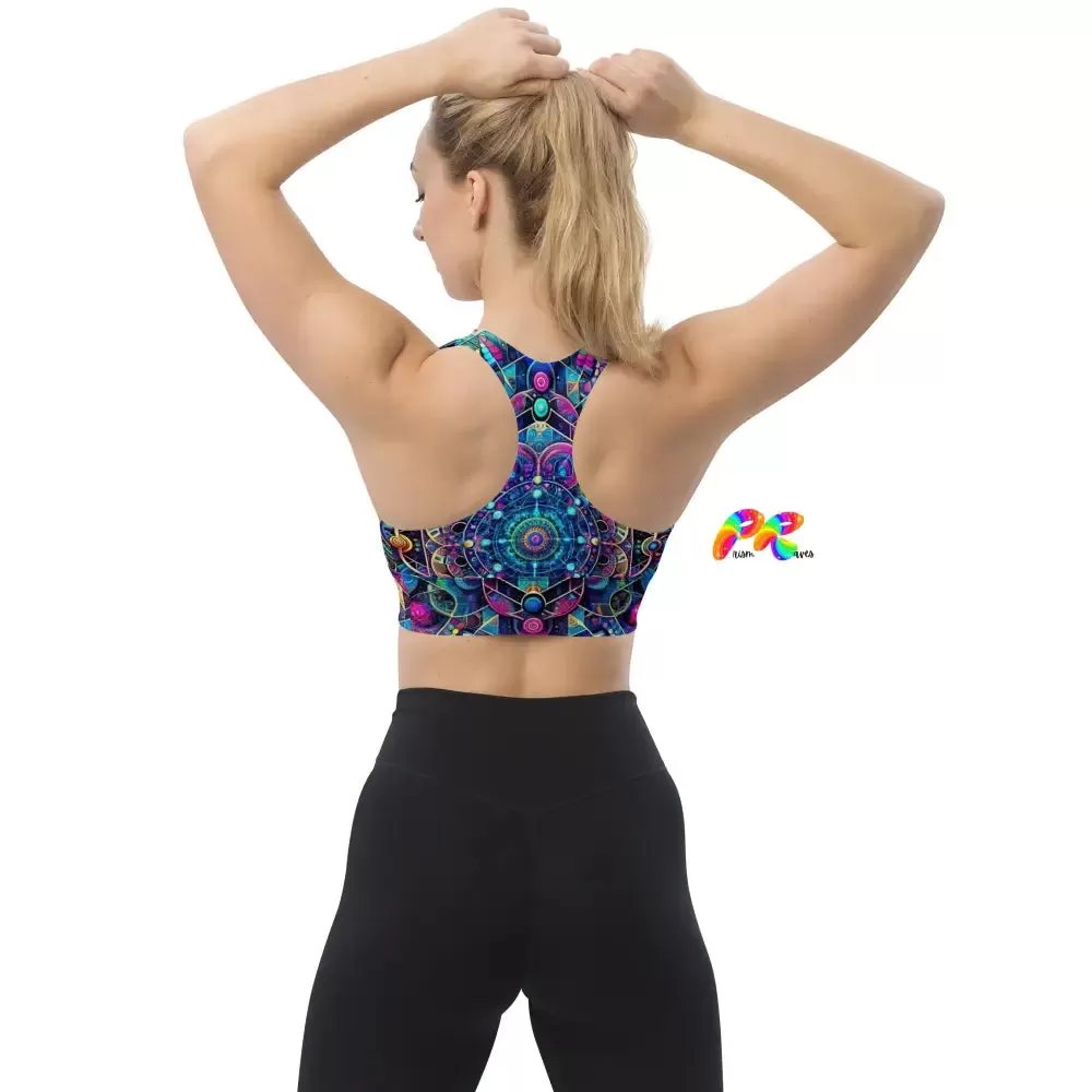 Cosmic Vortex Rave Longline Sports Bra