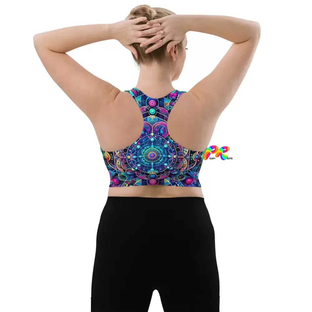 Cosmic Vortex Rave Longline Sports Bra