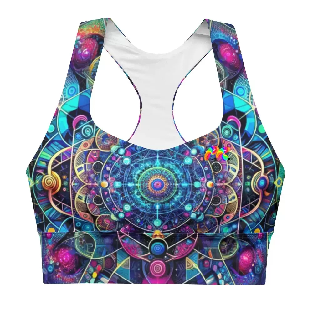 Cosmic Vortex Rave Longline Sports Bra