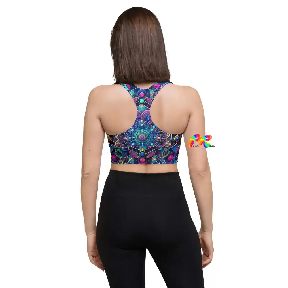 Cosmic Vortex Rave Longline Sports Bra