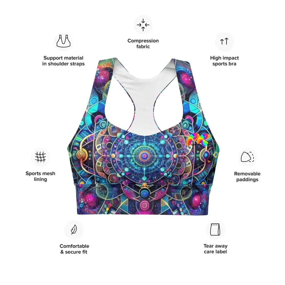 Cosmic Vortex Rave Longline Sports Bra