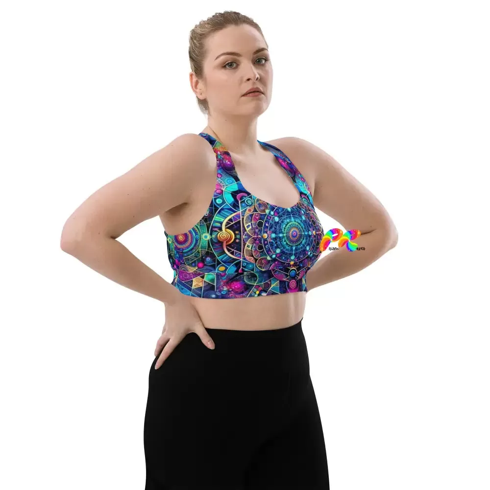 Cosmic Vortex Rave Longline Sports Bra