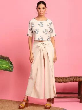 Cream Cotton Flex Floral Print Co ord set