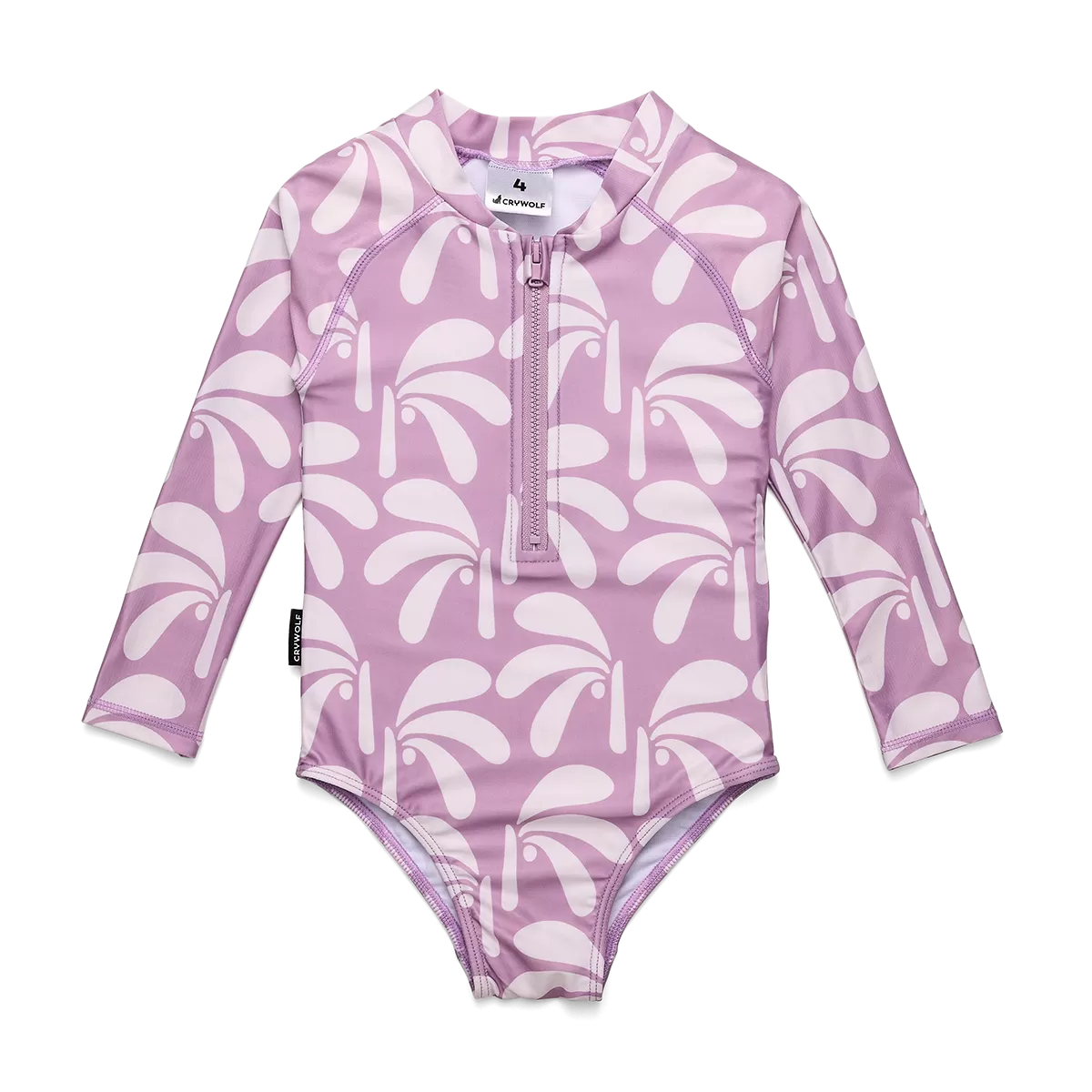 Crywolf Long Sleeve Swimsuit Lilac Palms