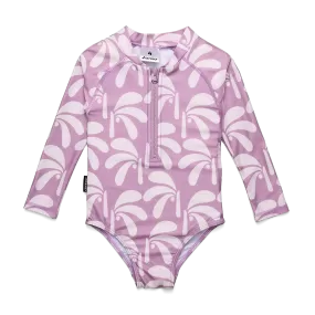 Crywolf Long Sleeve Swimsuit Lilac Palms