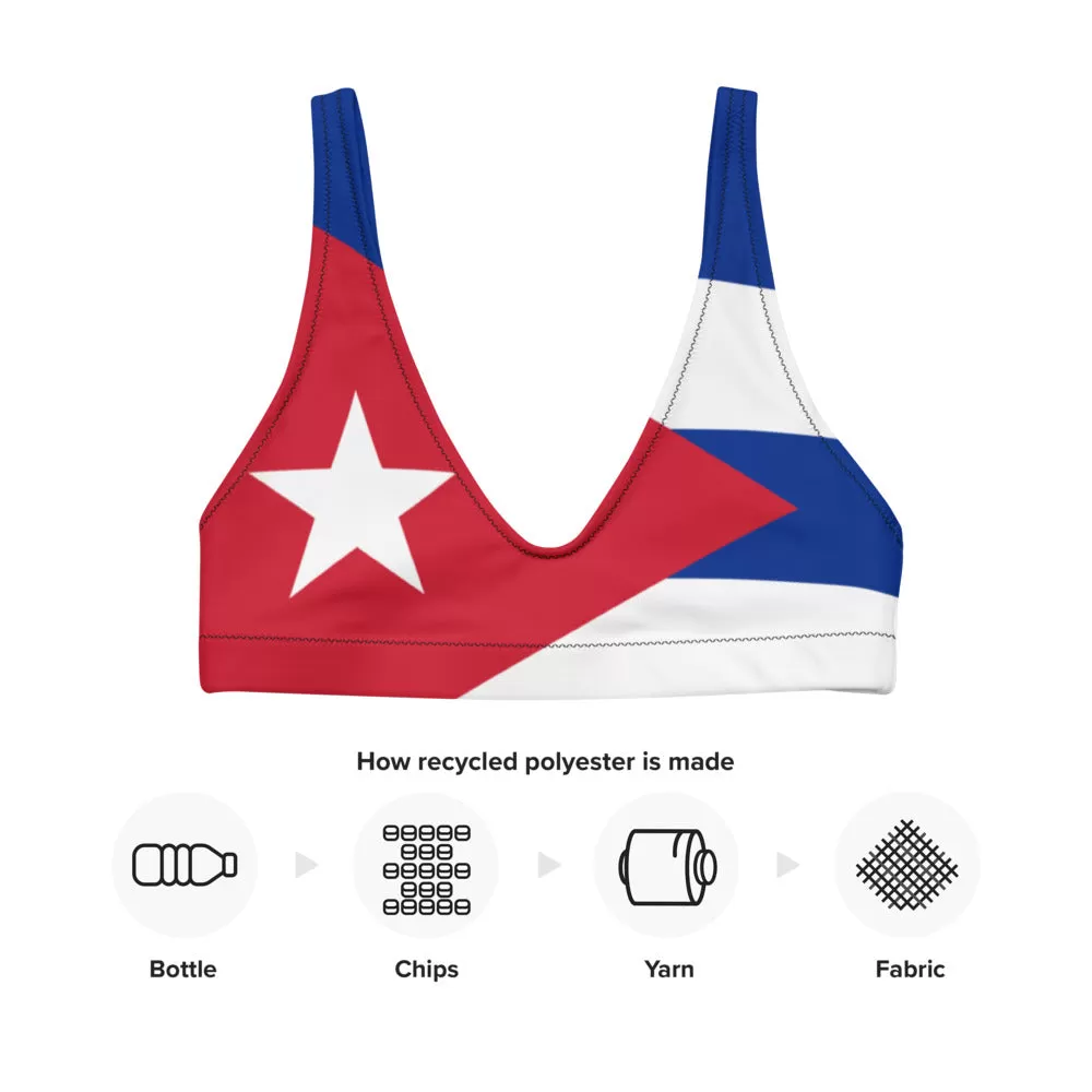 Cuba Flag Print Bikini Top / Recycled Padded Bikini Top