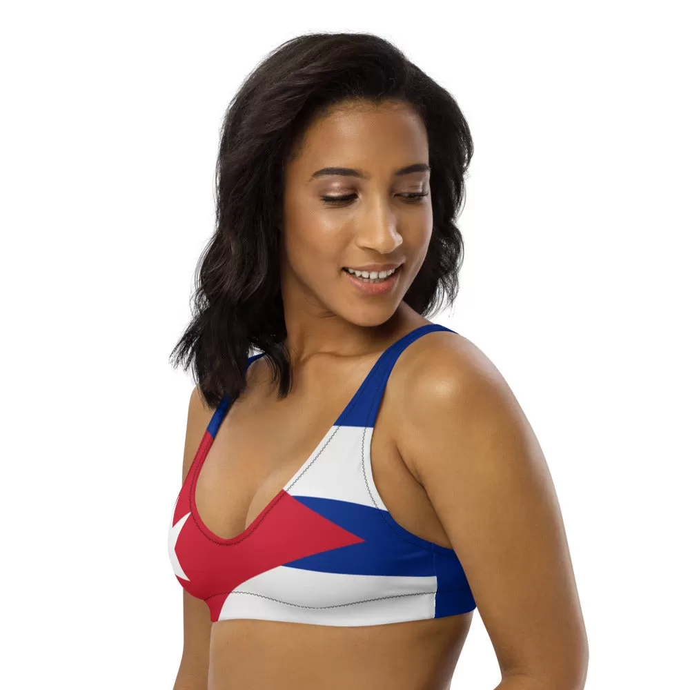 Cuba Flag Print Bikini Top / Recycled Padded Bikini Top