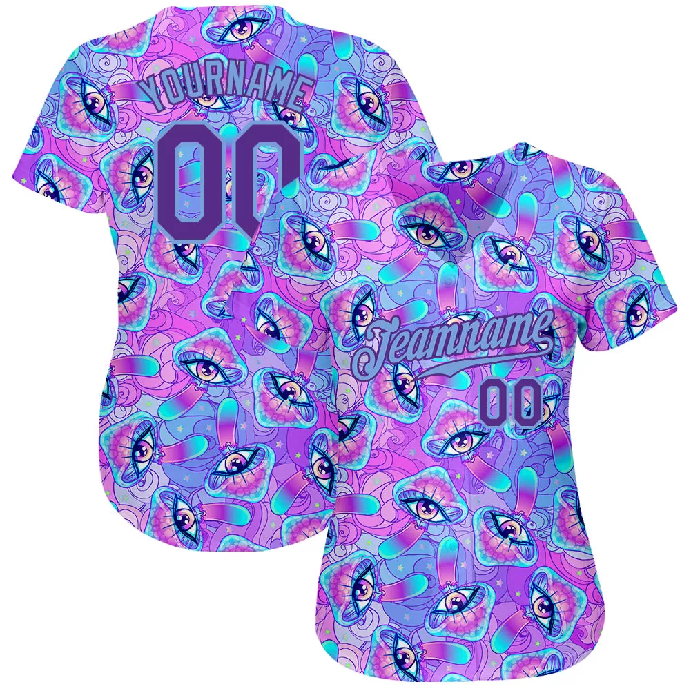 Custom 3D Pattern Design Magic Mushrooms Psychedelic Hallucination Authentic Baseball Jersey