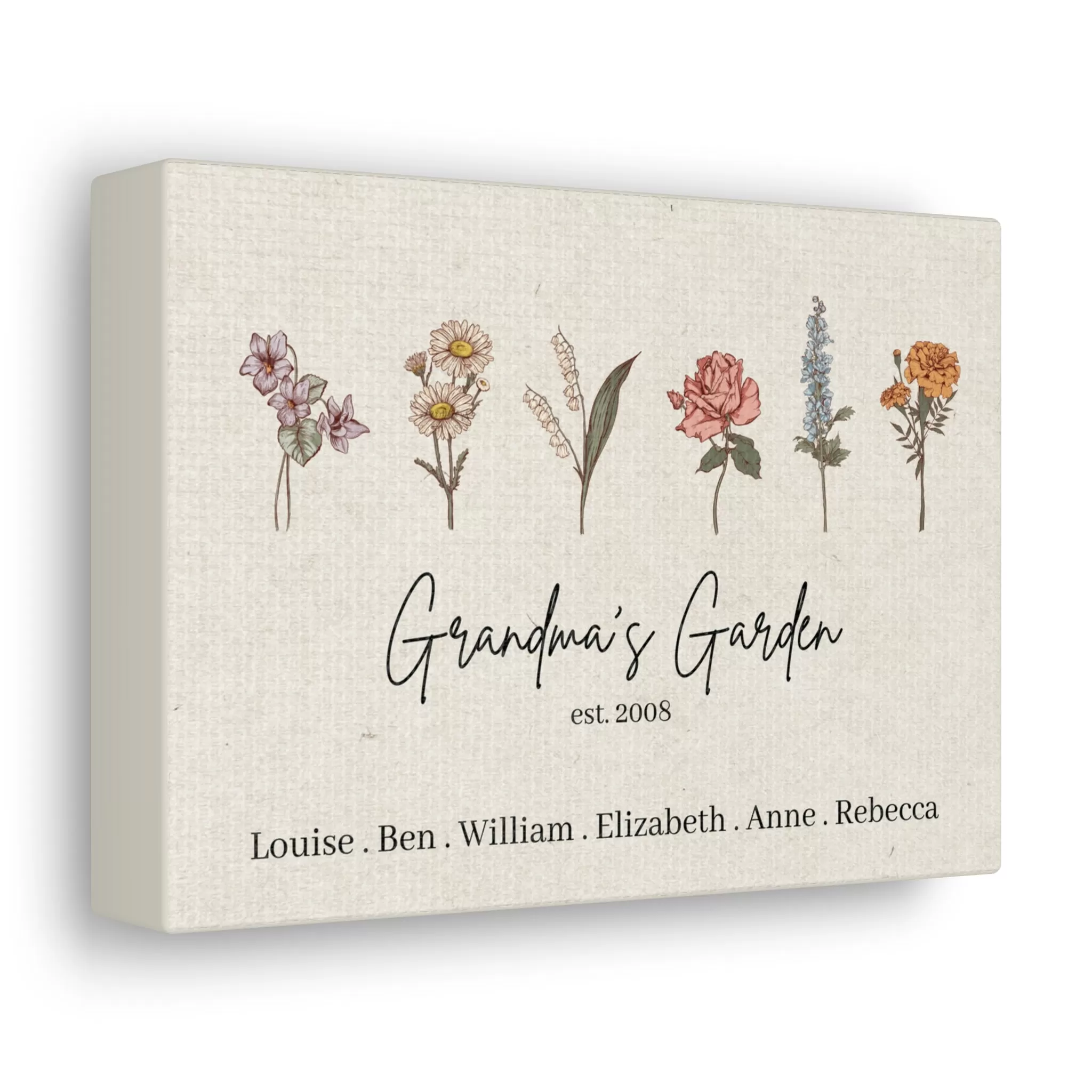 Custom Birth Flower Canvas Gallery Wrap