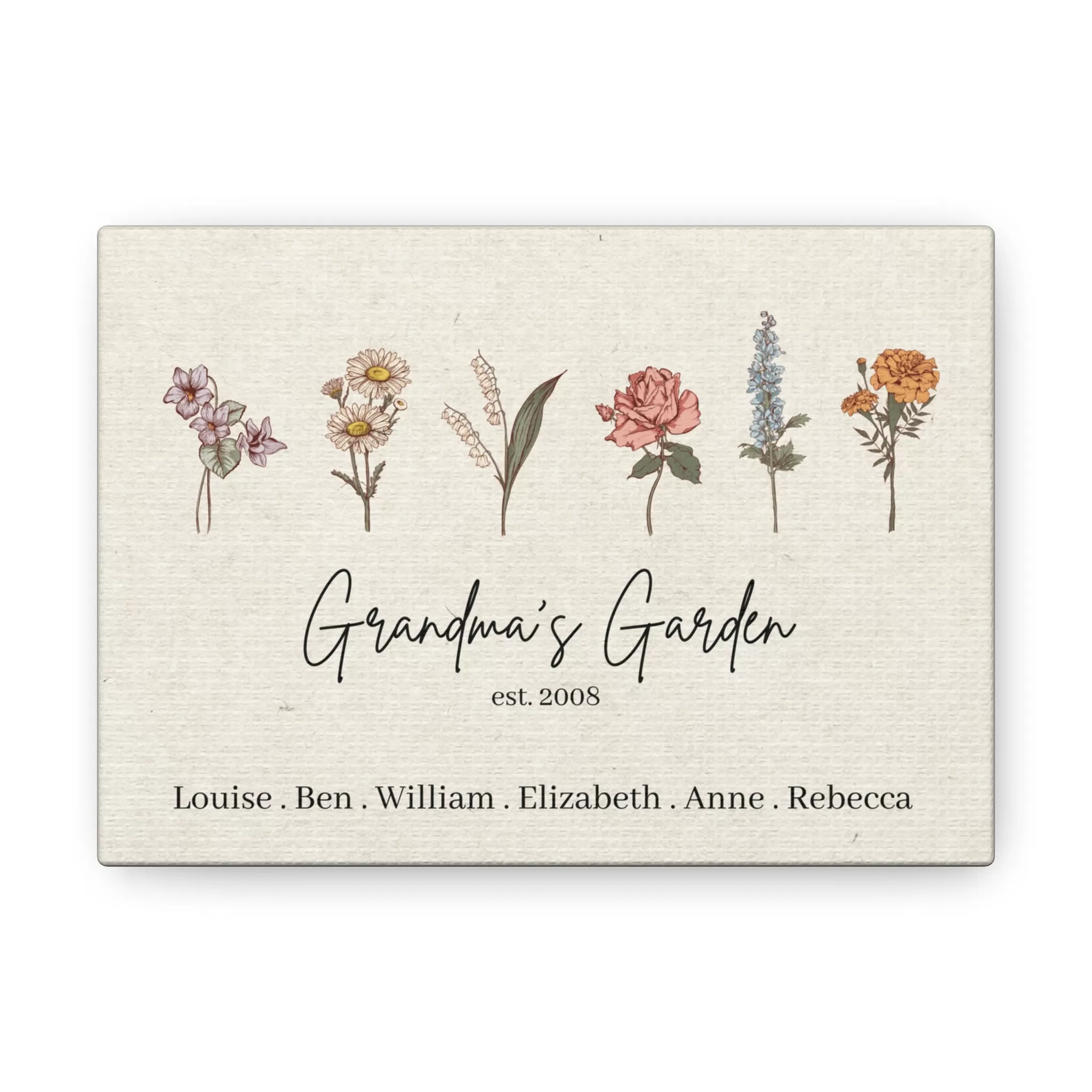 Custom Birth Flower Canvas Gallery Wrap