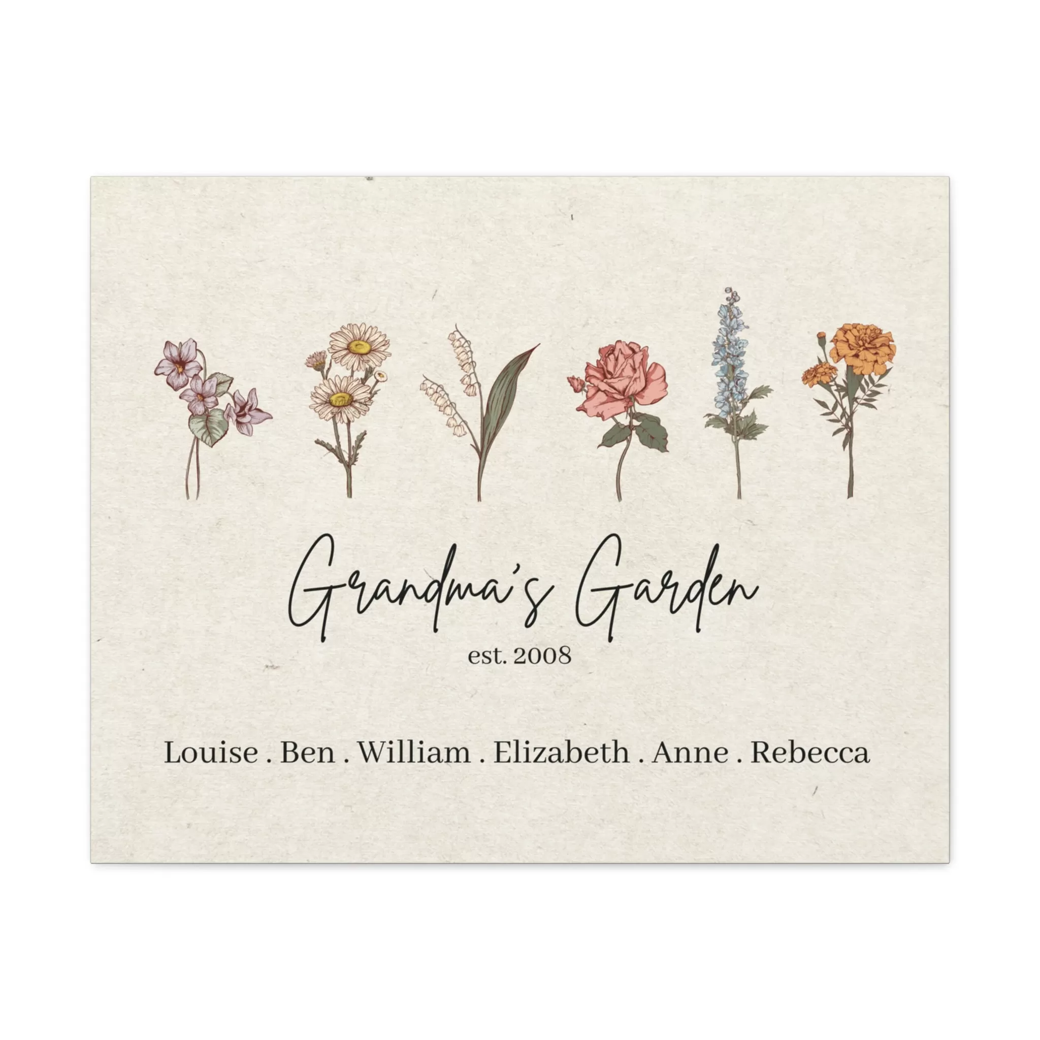 Custom Birth Flower Canvas Gallery Wrap